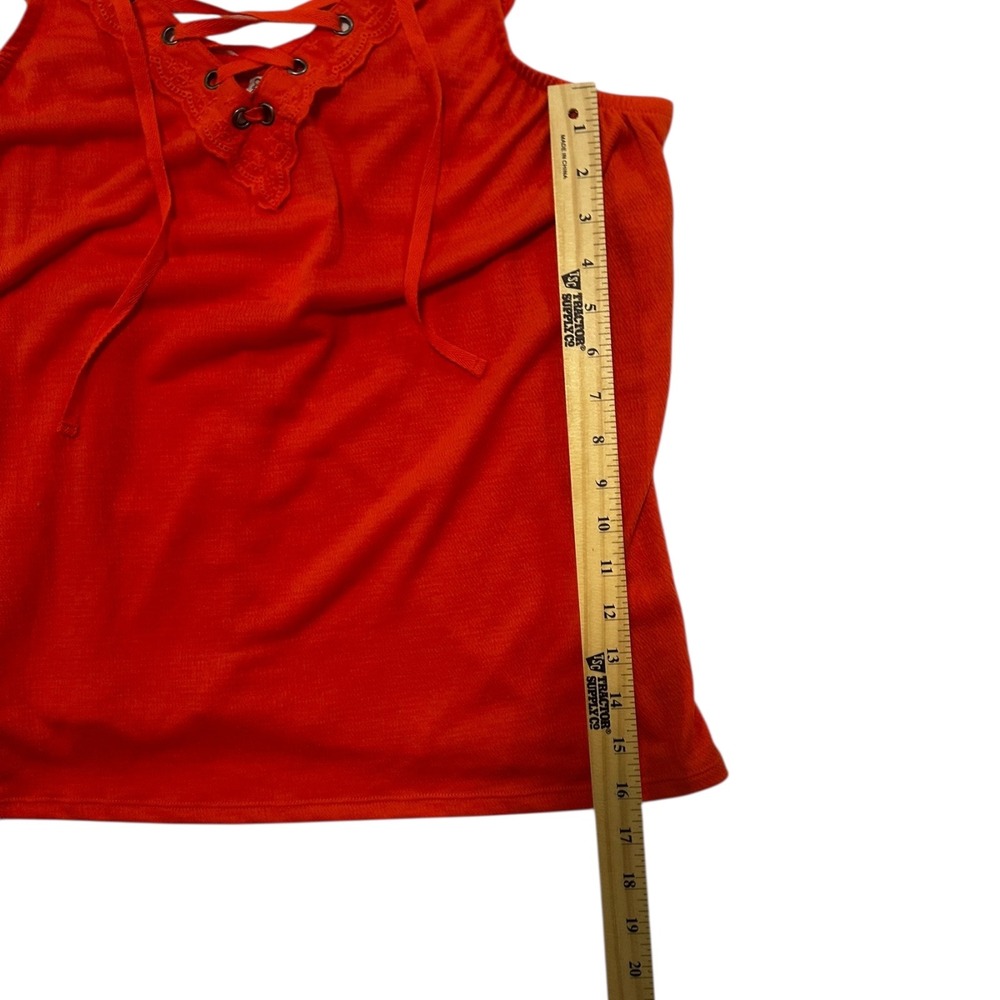 Cato Lace-Up Tank Top Sleeveless Casual Summer Blouse Orange Size L - Picture 7 of 11